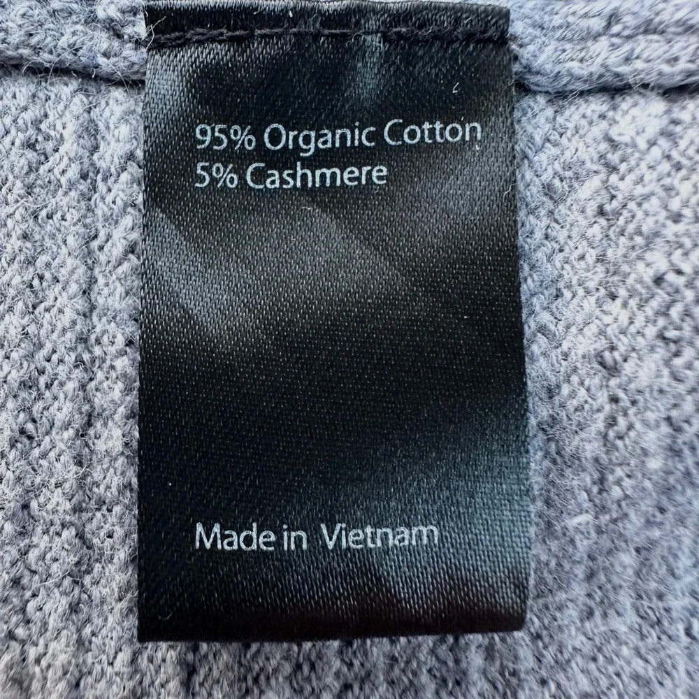 Wellen Mens Organic Cotton Cashmere Sweater Grey Textured Crewneck Size Medium